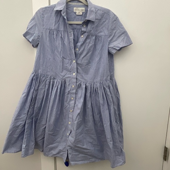 Broome Street Stripe Poplin Swing Shirtdress In Fresh White/sound Blue - Picture 3 of 4
